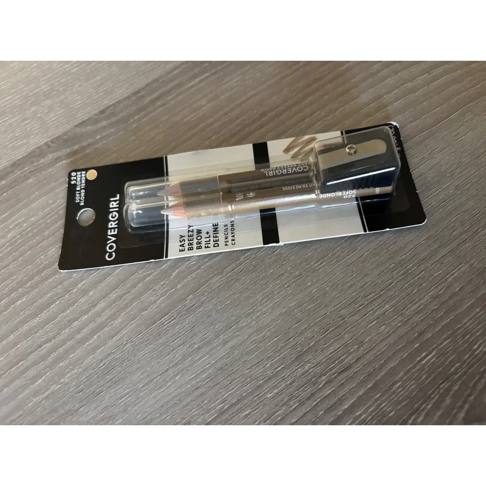 NEW Covergirl Easy Breezy Brow Fill Define Pencils 520 Soft Blonde 2Pk Sharpener